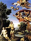 Adam And Eve Paintings - Adam and Eve by Domenichino